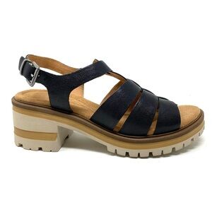 Salvia Heston Black Leather Sandals | Size 39 (US 8-8.5) | Comfort Walking Shoe